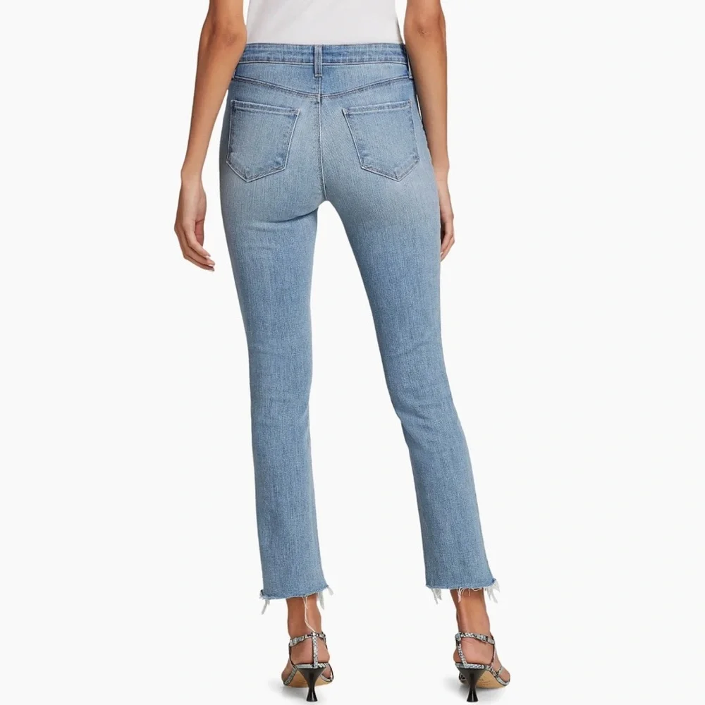 L’AGENCE Frayed Skinny Jeans SZ 25 Tahoe Blue Casual Faded Cropped Stretch - Picture 2 of 9